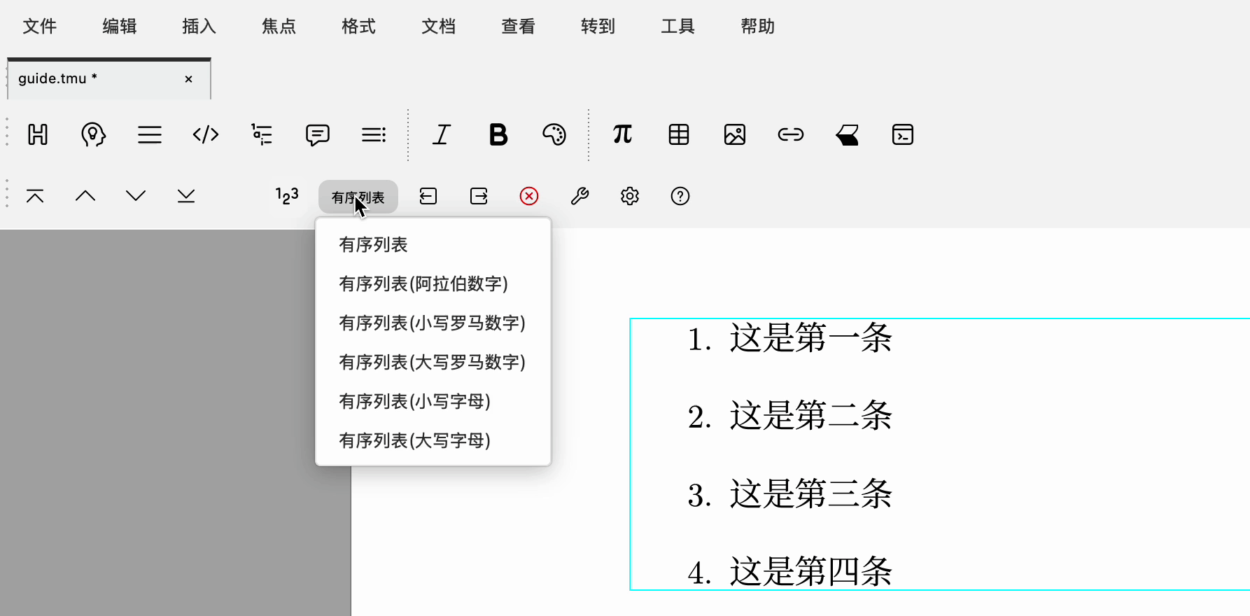 Changing Numbering Type